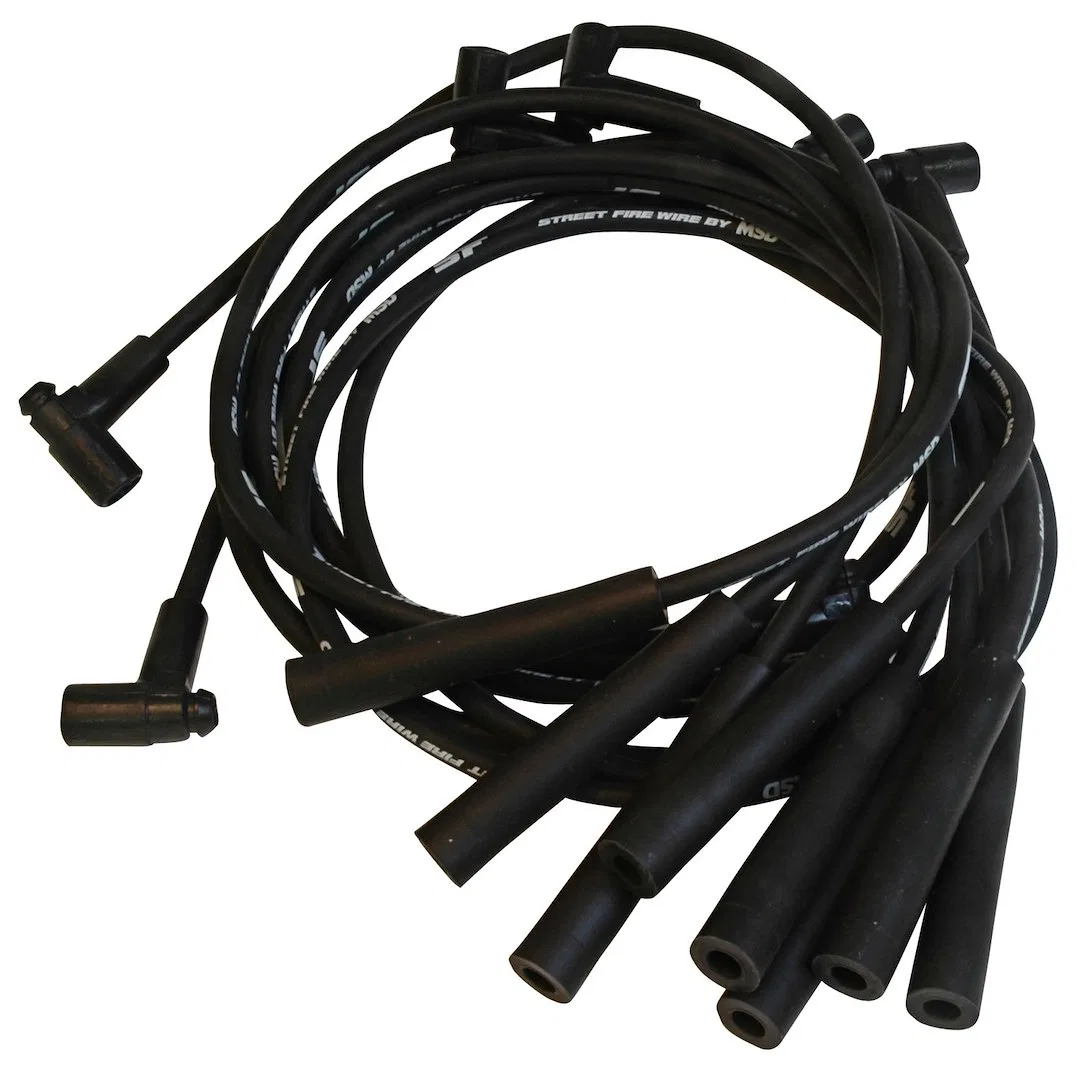 5560 – MSD CO. Spark Plug Wire Set, Pre Assembled Custom Tailored Black 8 Millimeter Silicone and Synthetic Helically...